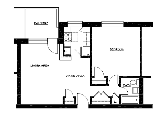 1BR/1BA w/Balcony - City View Apartments