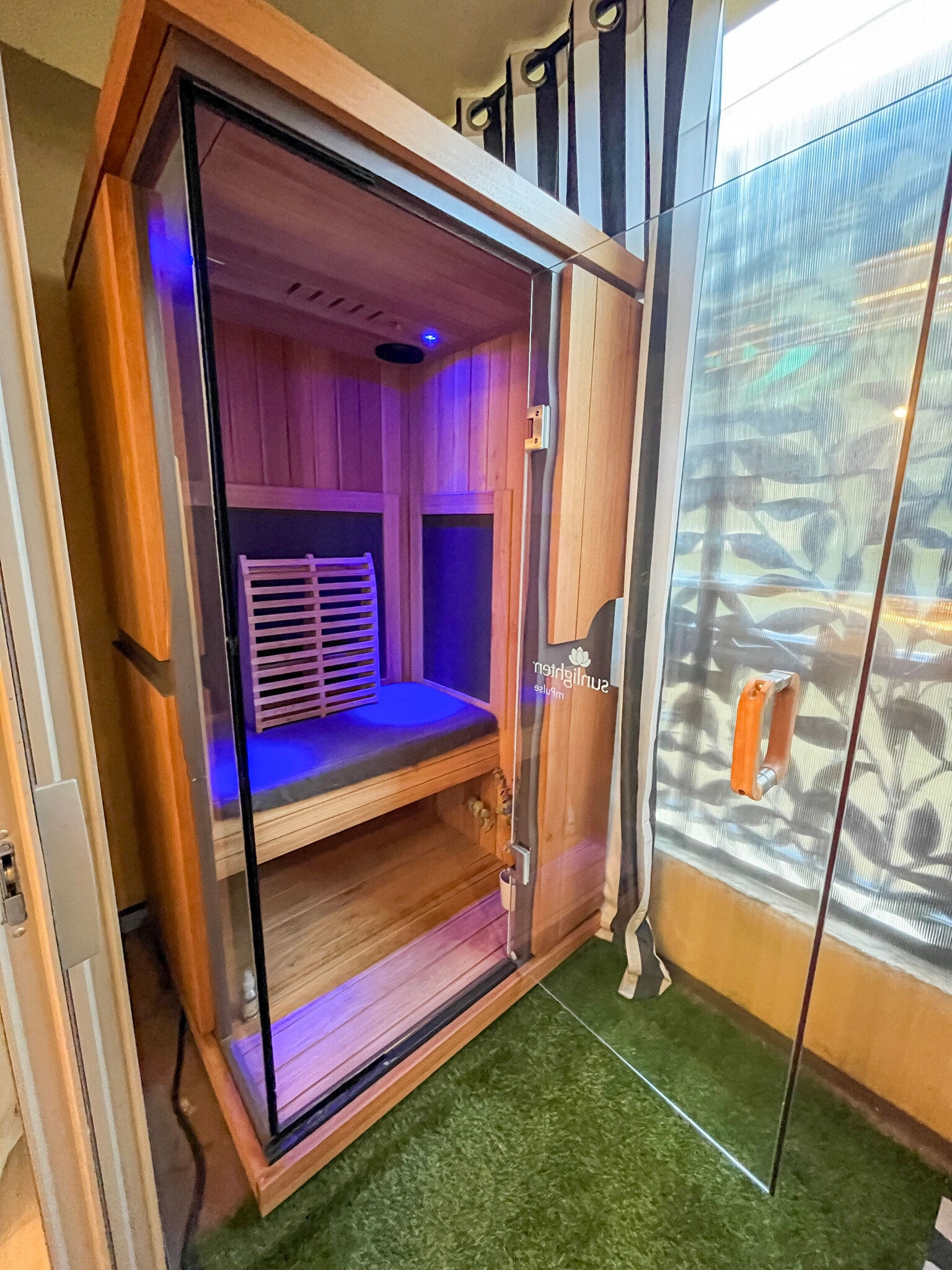 Infrared sauna by Sunlighten Saunas includes color therapy lighting - 5037 Rosewood Ave