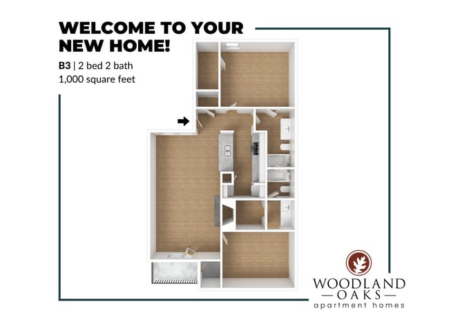 B3 Floor Plan - Woodland Oaks