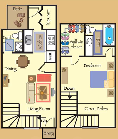 Rosewood 1x1.5 730 sqft - Brookhaven Townhomes