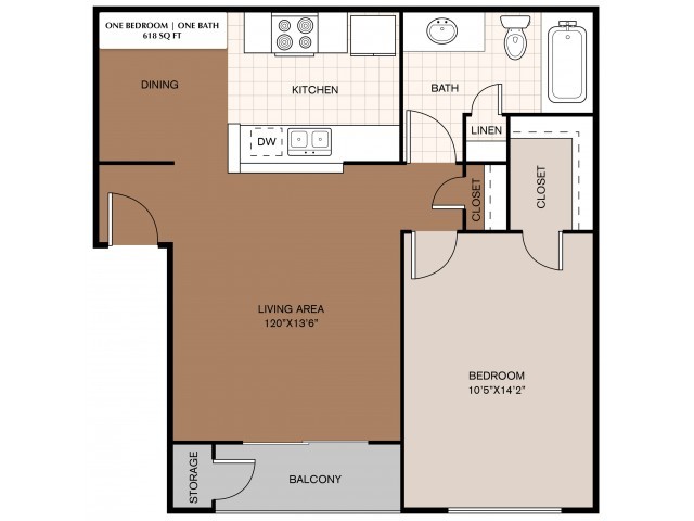 Gentle Rain 618 Sq. Ft. - Foxglove Apartments