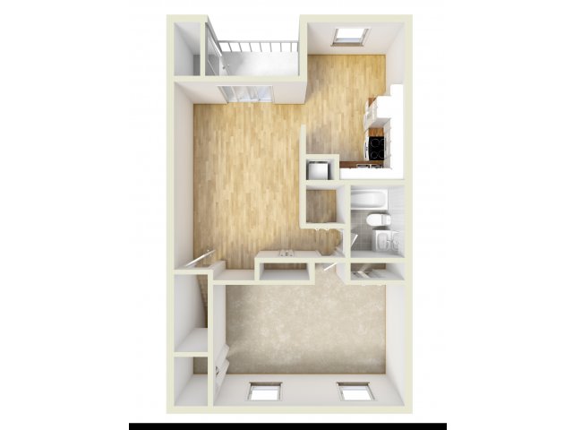 One bedroom floor plan - Willow Run Apartments