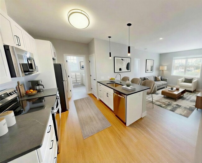 One Bedroom Apartment – Living Room with High Ceilings - Founders Square — New Luxury Apartments in a Walkable Downtown