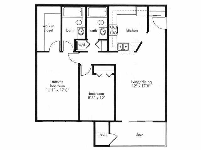 2 BR/2 BA 899 sq ft - Village of Westover Apartment Homes