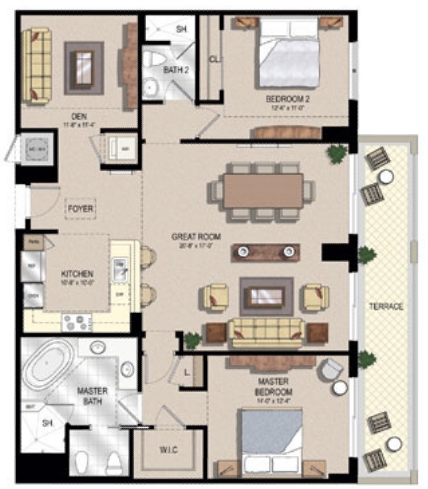 2BR/2BA - Two City Plaza