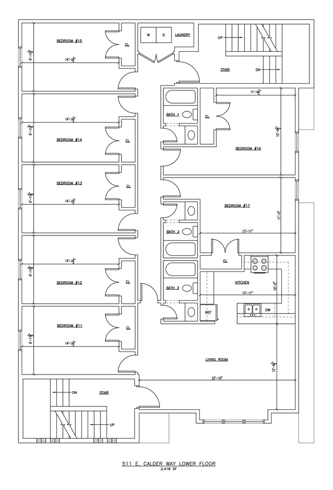 Seven Bedroom Floor Plan (Lower) - 511 Calder