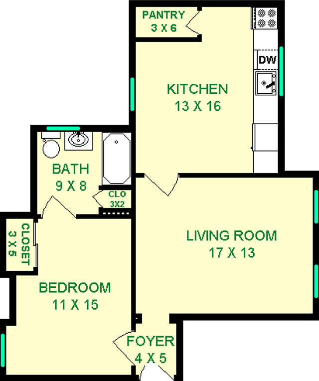 Astilbe One Bedroom Floorplan - Arlington Houses