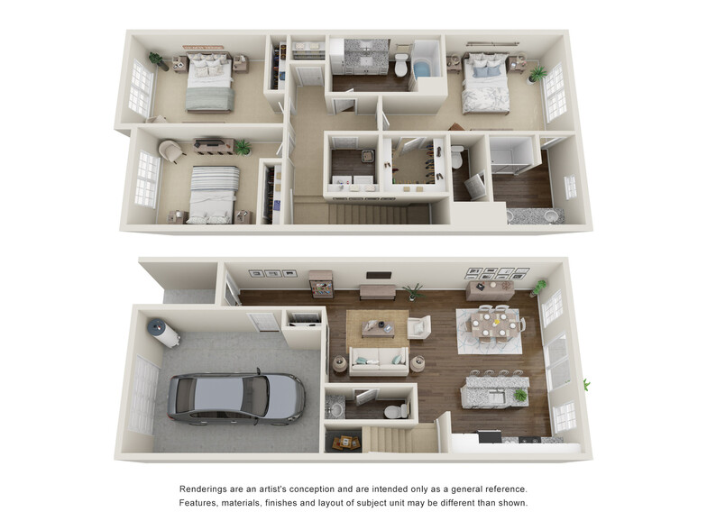 The Wisteria - 3 Bed, 2.5 Bath Townhome, 1759 sq. ft. - Thalia Gardens Apartments and Townhomes