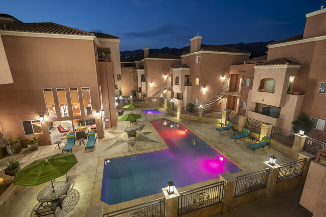 Pool Area at Night - Scott Villa Apartments