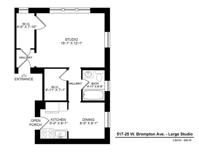 Large Studio Floor Plan - 517-25 W. Brompton