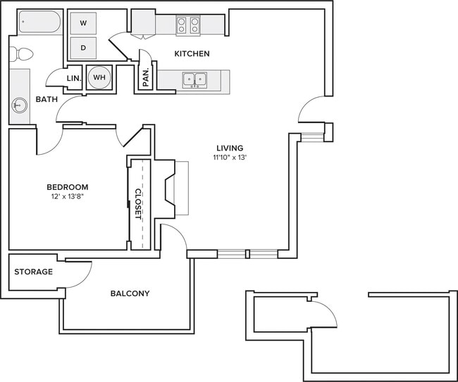 Renovated 942 1 bed 1 bath floorplan image - Alister Lake Lynn