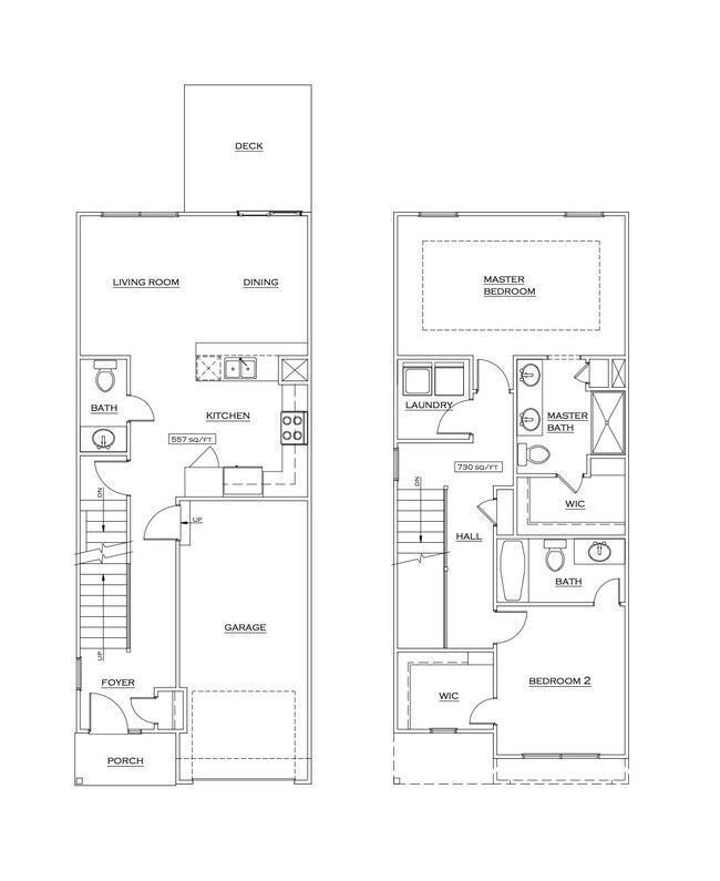 2 Bedroom/2.5 Bath Floor Plan - Eagle Creek Townhomes
