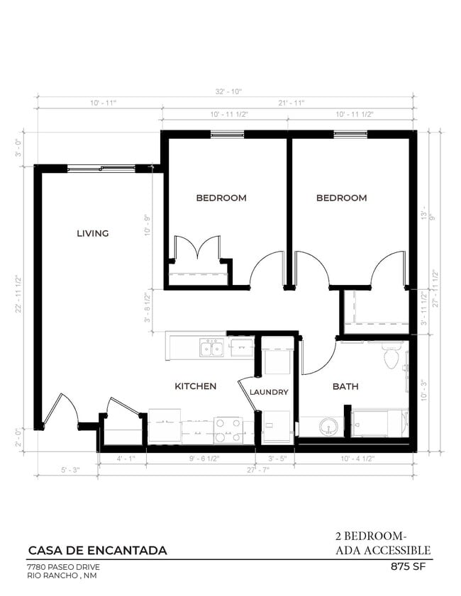 Two Bedroom - 875 SF ADA - Casa de Encantada Senior Apartments