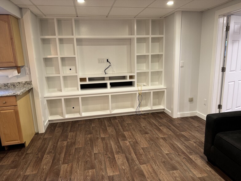 View from couch, full TV/wallunit - 6 Yale Rd