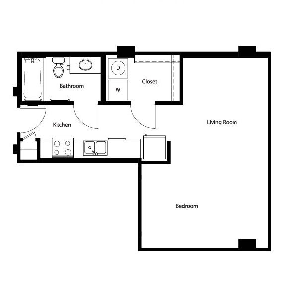 Gallery At Turtle Creek - E2 - 1 Beds - 1 Baths - 540 Sq. ft. - Gallery At Turtle Creek