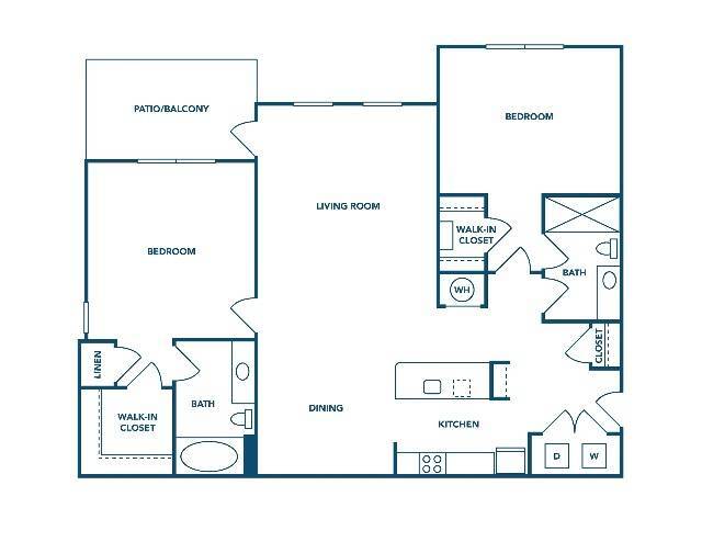 2 Bedroom | 2 Bath | 1208 SF - Ballpark Apartments @ Town Madison