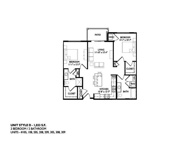 2x1 floor plan - Greenhaven Apartments & Townhomes