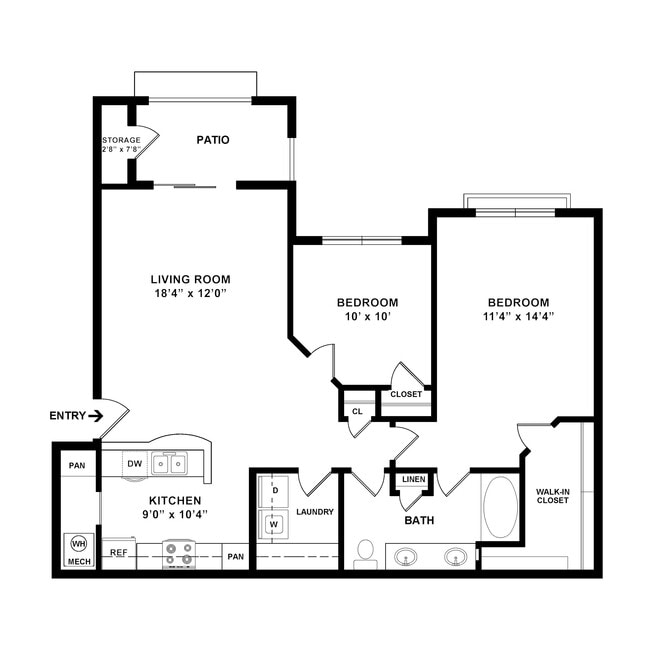 B1 Floor Plan W Dimensions - Eastland Trails Apartments