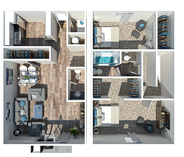 2 Bedroom | 1.5 Bath Townhome | 1164 Sq Ft - Watermark