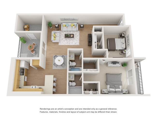 Two Bedroom, Two Bath - 1350 s.f. - Westwood Crossing