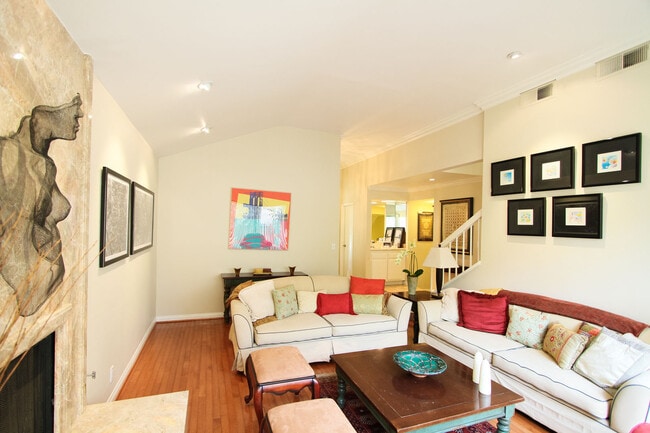 Formal living room with fireplace and patio - 21820 Marylee St