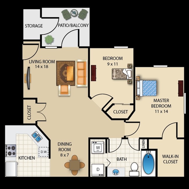 Sable Floor Plan - Buffalo Creek Apartments