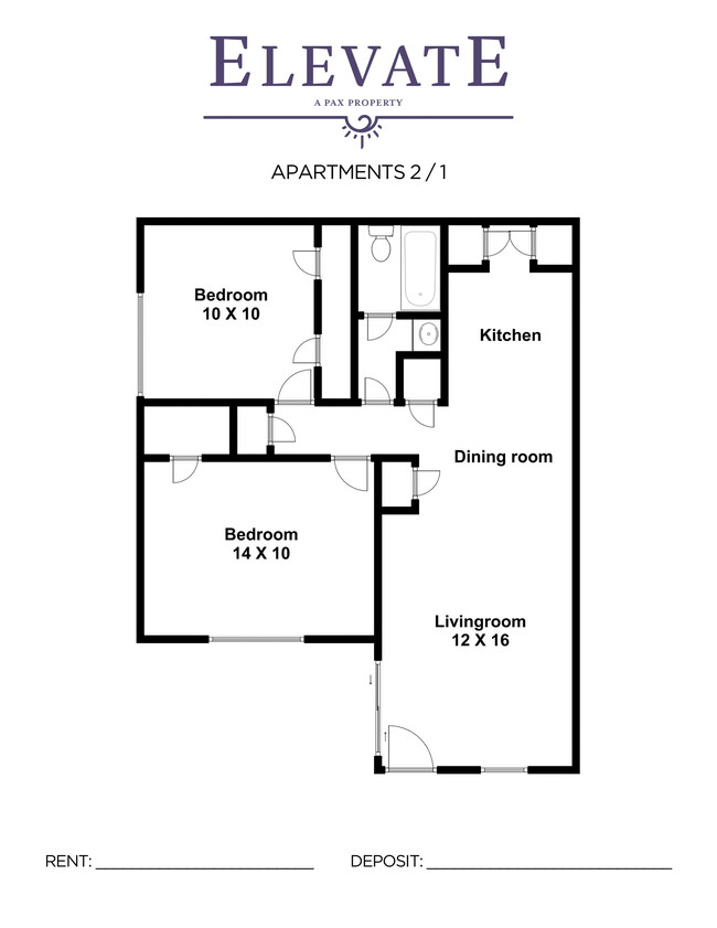 2 Bedroom 1 Bath - Elevate Apartments