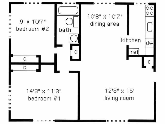 2BR/1BA - Browncroft Apartments & Townhouses