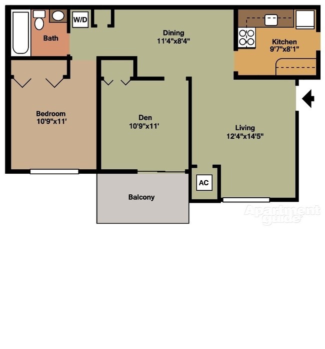 Style AA - One Bedroom w/Den - Spring Ridge Apartments