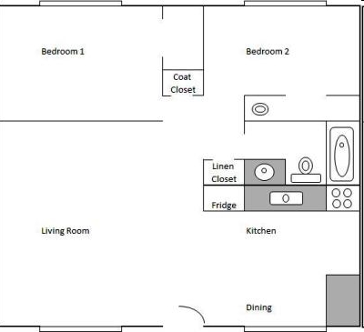 2br/1ba - Village Square