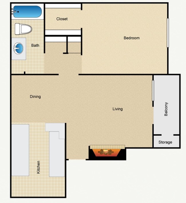 Ash-A3 607 sq ft THIRD FLOOR - The Park At Deerbrook