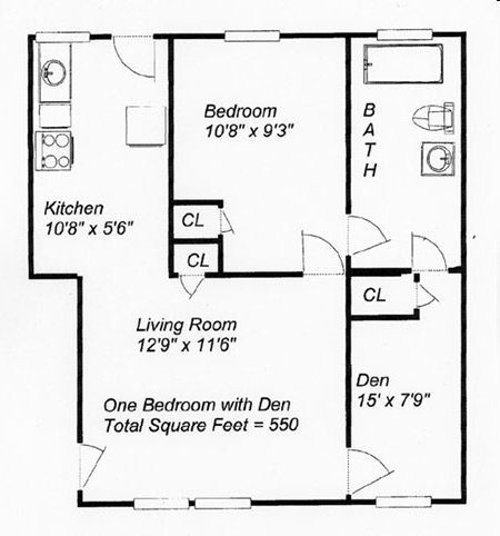 1 bed with Den - Landmark Square Apartments