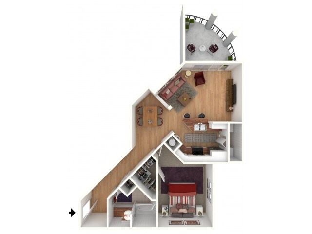 One Bedroom floor plan - Waterloo Place Apartments