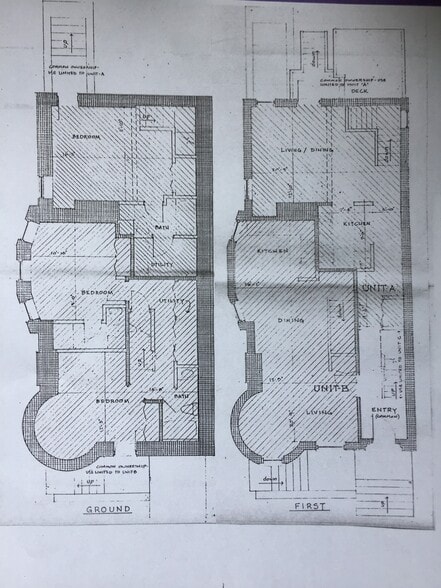 floor plans of both units A and B. Please note section marked B for this apartment - 6344 Aurelia St