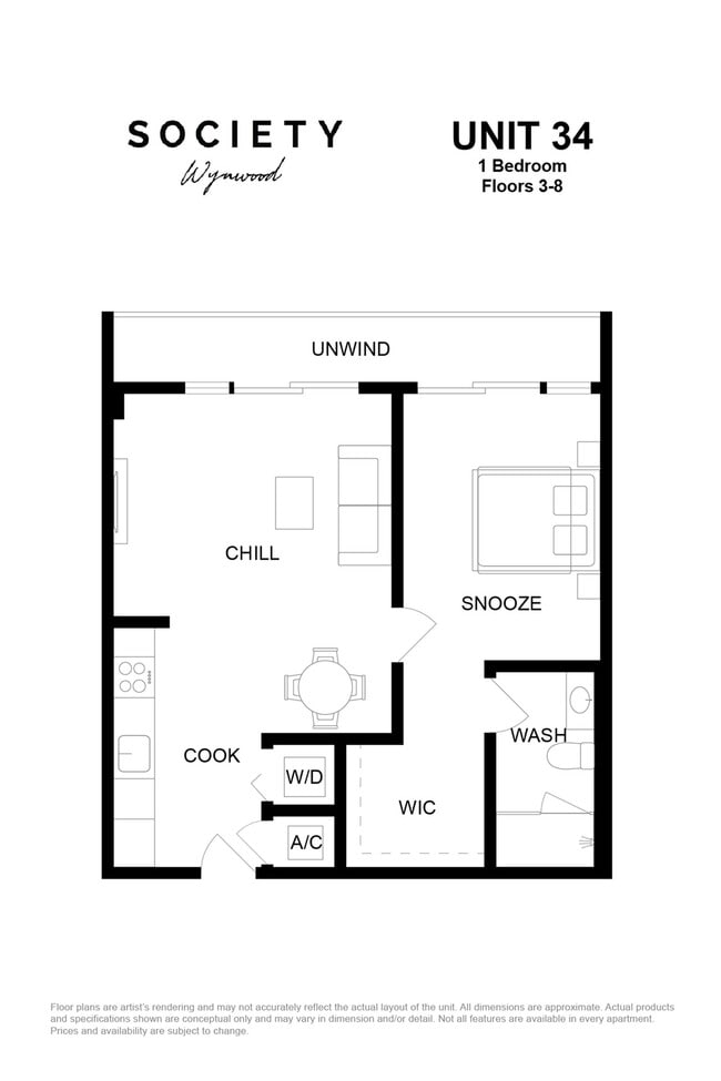 1 Bed - Unit 34 - Fl 3-8 - Society Wynwood