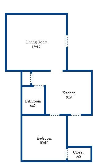 Floorplan (for most 1 bedrooms) - Lorain Station Apartments