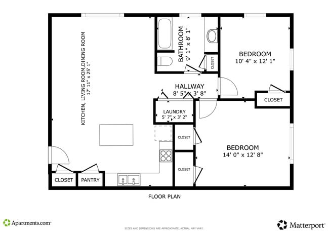 2BR, 1BA - 900SF - Goodall Place