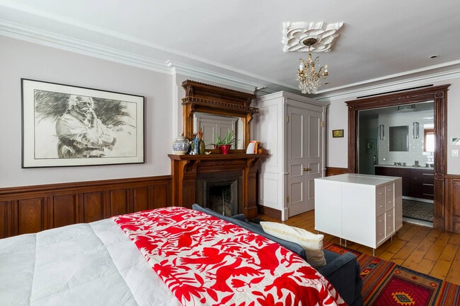 Primary bedroom with original details - 140 Halsey St