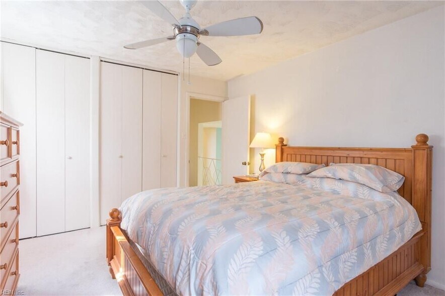 carpet has been removed and hardwood floors finished, painting in progress (shown in later pictures). Closet doors are being replaced. - 301 Pepper Mill Ct