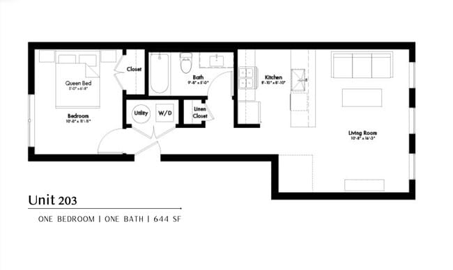 Apartment 203 Floor Plan - The Clermont