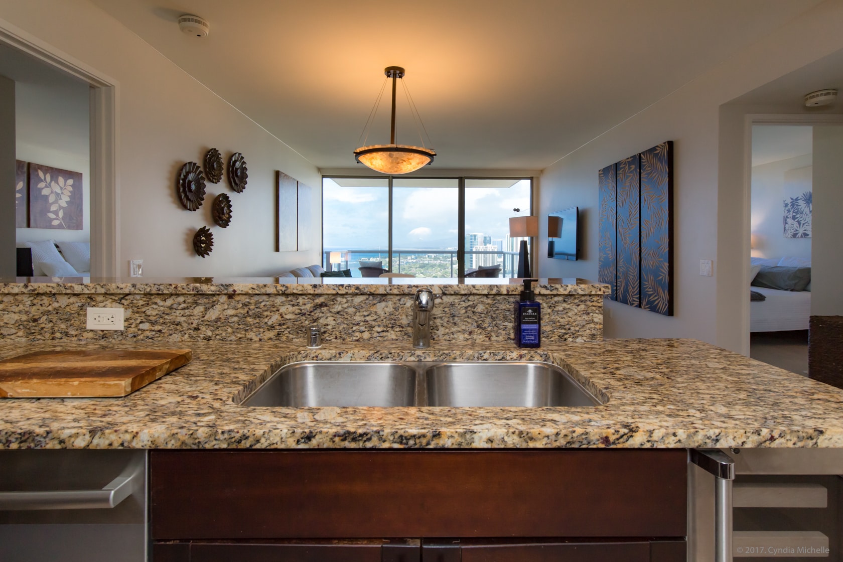 OCEAN VIEW FROM KITCHEN - 1551 Ala Wai Blvd