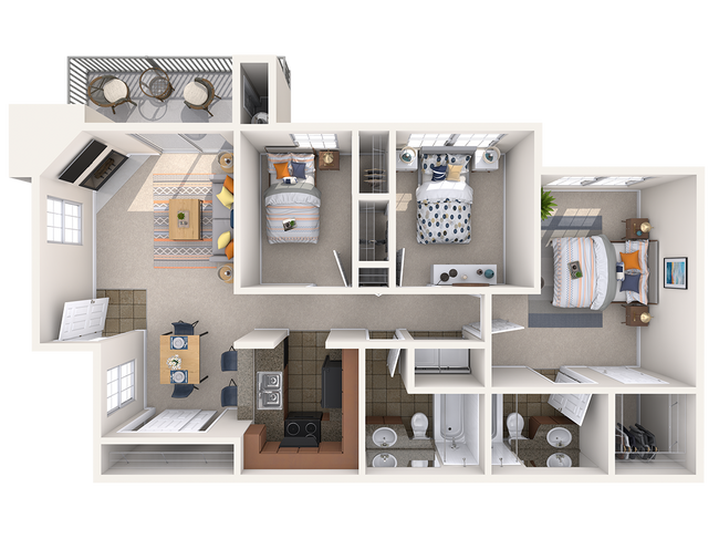 C2f - 3x2 first floor floor plan Riverstone Apartments - Riverstone Apartments