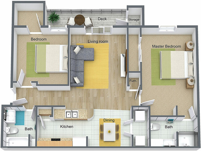 2x2B | Explore the modern layout designed for optimal comfort and style. - Tall Grass Apartments