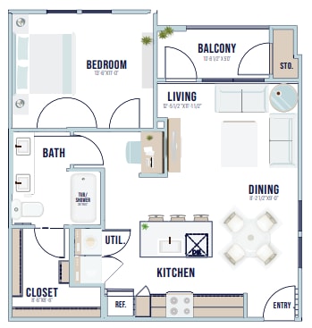 A4 | 732 sq ft - Magnolia Park Apartments