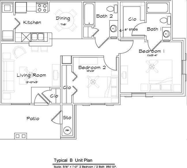 Floor plan B - Stone Ranch Apartments - Senior Living