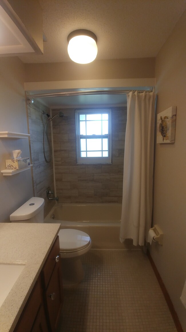 Hall bath, new faucet & tile tub surround - 47 Sea Island Dr N