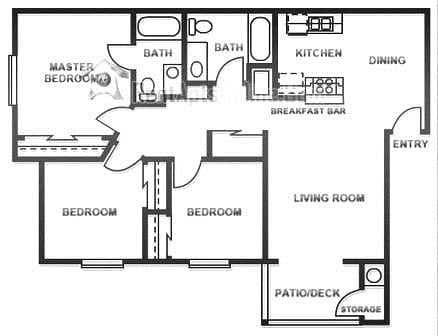 3BR/2BA - Newporter Apartments