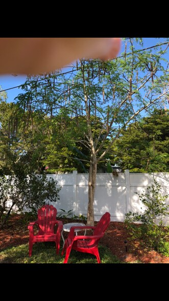 The private yard offers seating for reading or just relaxing. - 5703 Murdock Ave