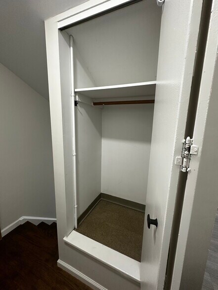 coat closet right by main door. fits an adjustable shoe organizer shelf and hang a lot of coats - 388 S Main St