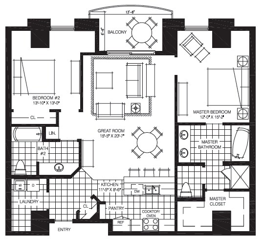 2BR/2BA - The Mark